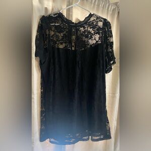 Torrid black lace blouse. Short sleeve high neck. Size 2 (14).